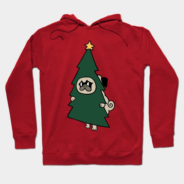 Christmas Pug Tree Hoodie by huebucket